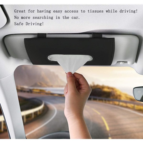 Bilhållare för papper, solskyddshållare för servetter, bilmaskhållare för solskydd, maskdispenser för bil, bilpapperslåda med påfyllning av papper (svart)