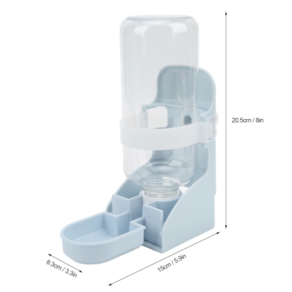 Liten hengevannsdispenser for kjæledyr 500 ml / 17 oz Automatisk vannflaske for kanin, chinchilla, marsvin, pinnsvin, ilder Blå