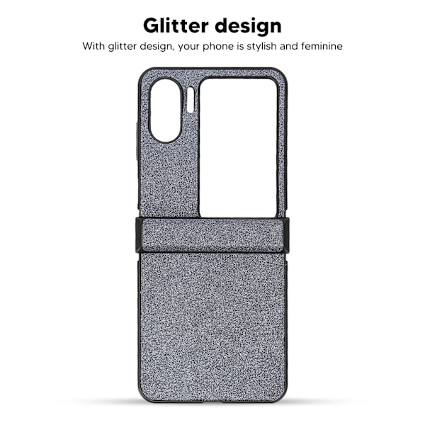 Flippskärmstelefonfodral Slitstarkt Perfekt passform Glitterdesign Lätt att rengöra Skydd för Oppo Find N2 Flip Svart