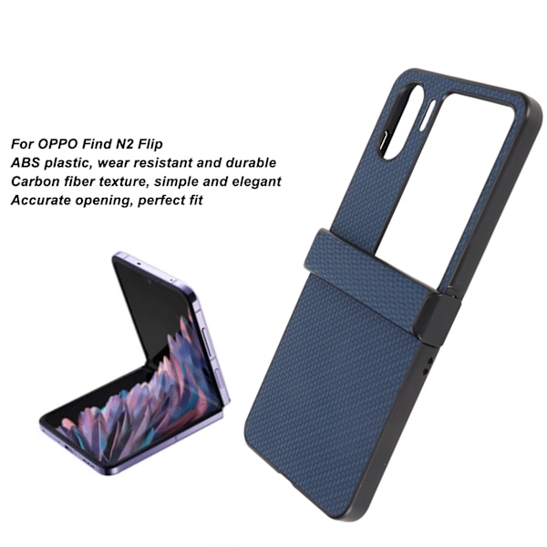 Fodral för OPPO Find N2 Flip i kolfiberstruktur, vikbart mobilskal i plast, blått