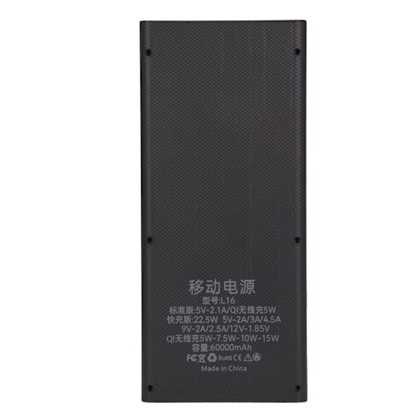 L16 16x18650 DIY Power Bank 2 USB-lähtöä 22,5 W:n pikalataus Akun kotelo LCD-näytöllä ja Micro Type C -tulolla Musta