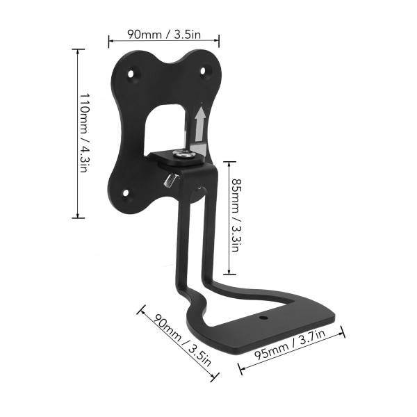 Højttaler vægbeslag beslag fortykke metal roterbar stabil pladsbesparende trådløs højttaler tilbehør til SONOS Era 100