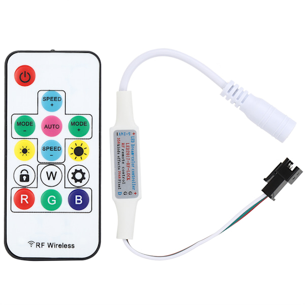 Trådlös dimmer för 2811 LED-ljusslinga, 5-12V RF LED-ljusslingekontroller med ljusstyrkekontroll och färgändringslägen, designad för hög
