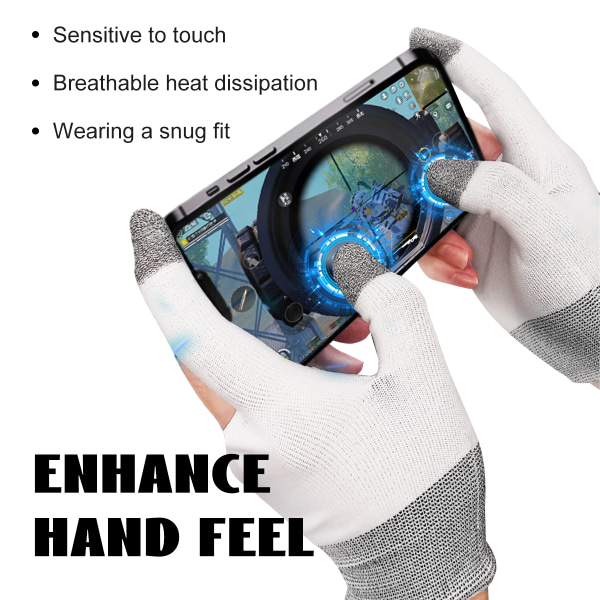 Handsker, Ultra-tynde Mobile Gaming Handsker, Anti-sved Mobile Finger Sleeve Åndbar til Højtrangerende Spillere Mobilspil