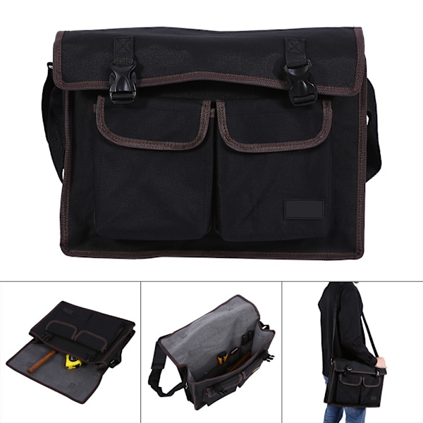 1pc Black Thicken Multi Functional Hardware Toolkit Shoulder Strap Tool Bag Backpack