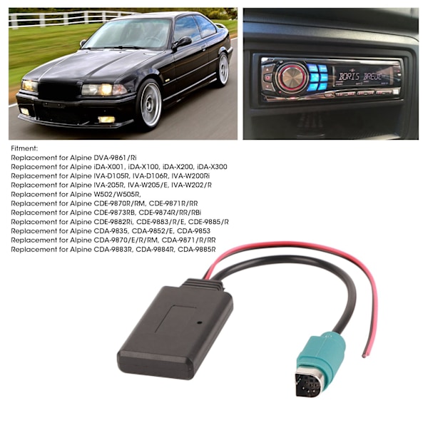 Auton Bluetooth-moduuli AUXIN-kaapeli Langaton ääniadapteri Vaihto Alpine IDAX001 IVA205R