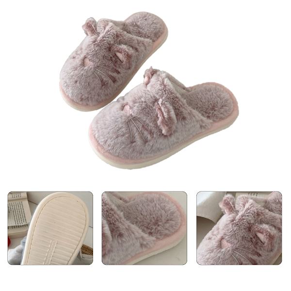 Tofflor för kvinnor Fuzzy Cute Animal Memory Foam Indoor House