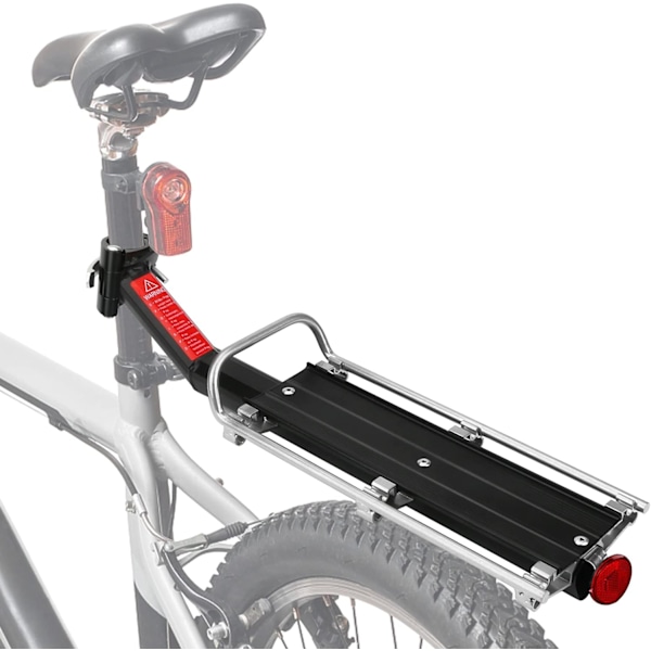 Pakethållare för Mountainbike, Aluminiumlegering Lättvikt Cykel Bagagehållare Universell Passform för De Flesta Cyklar med Reflex för Säkerhet på Natten