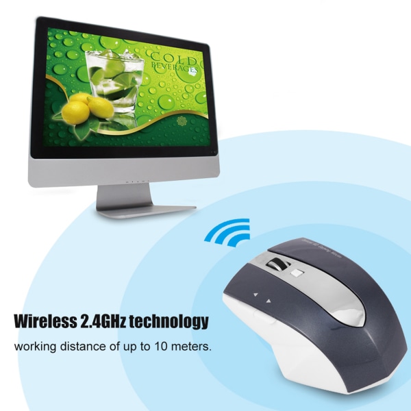 2,4 GHz trådlös optisk spelmus med laddningsdocka USB-hub vit grå
