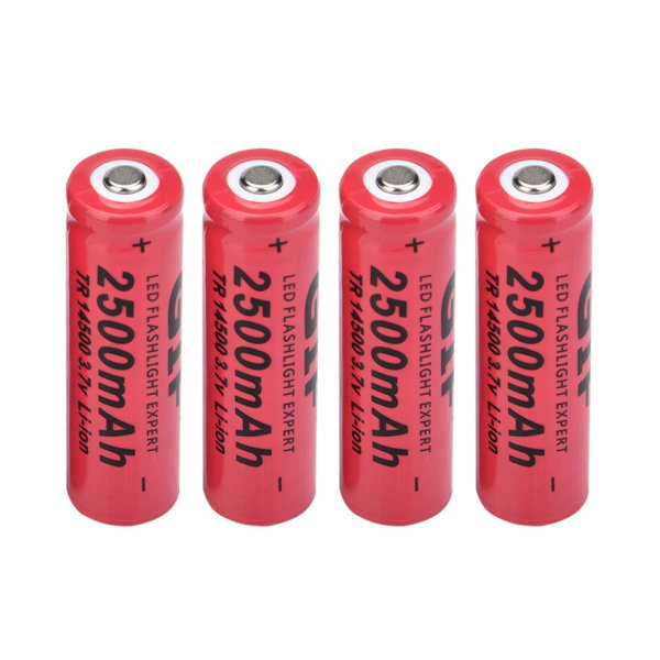 4 stk 2500mAh Hver Litium Li-ion 14500 Batteri Stor Utgang 14500 Oppladbart Batteri