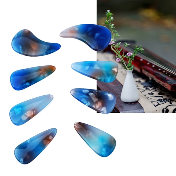 8 st Guzheng fingerpicks i silikonpolymer - Delikat, smidig yta, elastisk, professionell Guzheng nagelskydd i tidvattenfärger