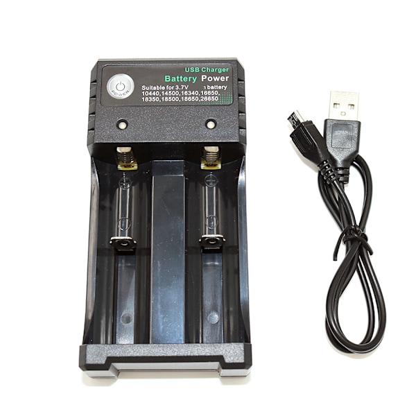 Bærbar hurtigoplader 2 slots 18650 batterioplader til genopladelige batterier