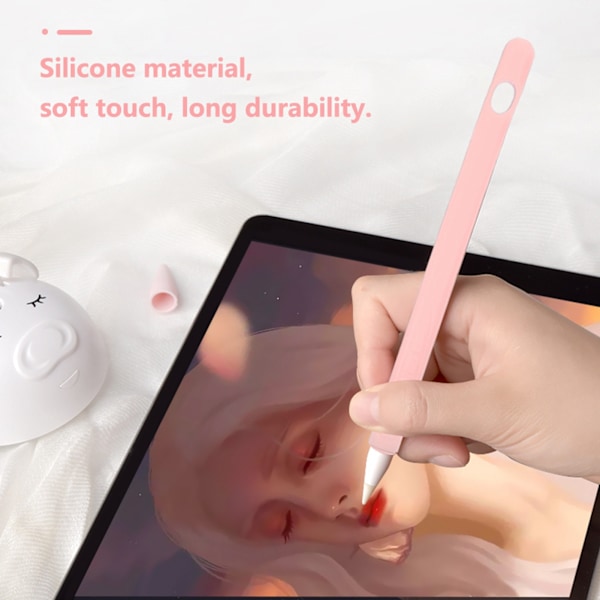 Mjukt silikon Stylus Pen Ärm Tablet Touch Pen Anti-halk Fallskydd för iOS Pencil (Rosa)