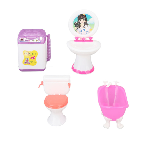 Nukkekodin kylpyhuonesarja Simulaatio Miniatyyri WC-allas Amme Peili Pesukone Nukkekodin huonekalutarvikkeet
