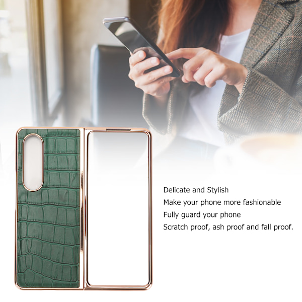 Puhelimen suojakotelo Samsung Galaxy Z Fold 4:lle Nano Plating Crocodilian Pattern Aito nahka naarmuuntumaton vihreä