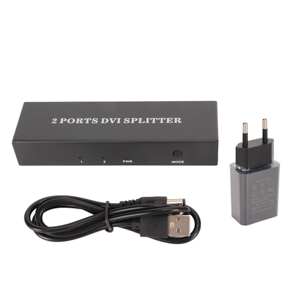 1x2 DVI-splitter 1 in 2 ut Stödjer upplösning upp till 1920x1440 2-portars DVI-videosplitter för PC Laptop DVR Projektor HDTV