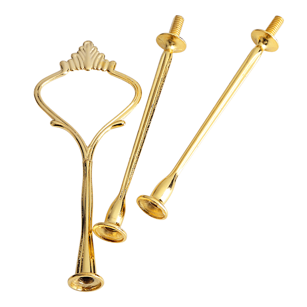 Multi tiers kagebakke stativ håndtag frugtplade hardware montering holder(3-tiers krone guld)