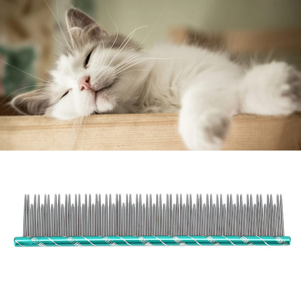 Pet Hair Removal Comb Rugged Durable Reusable Comfortable Open Knot Comb for CatGreen