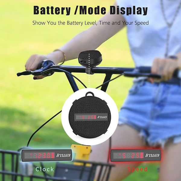 Portabel Bluetooth-högtalare med handsfree-funktion, högupplöst surroundljud för äkta stereosammankoppling, kompakt trådlös cykel