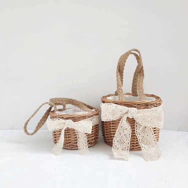 Rattan Liten Bambu Korg Handvävd Netflix Barn Bambu Vävd Halmbag