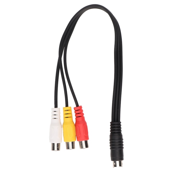 S-video 4-pin uros - 3RCA naaras -kaapeli, kaksoissuojattu, punainen, keltainen, valkoinen, videoadapterikaapeli, 1,0 jalkaa