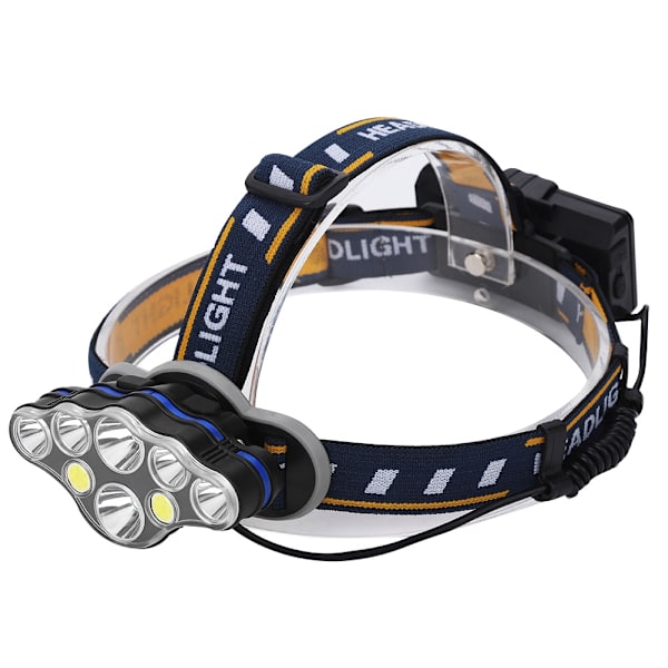 Starkt ljus fiske pannlampa LED+COB utomhus vattentät ficklampa