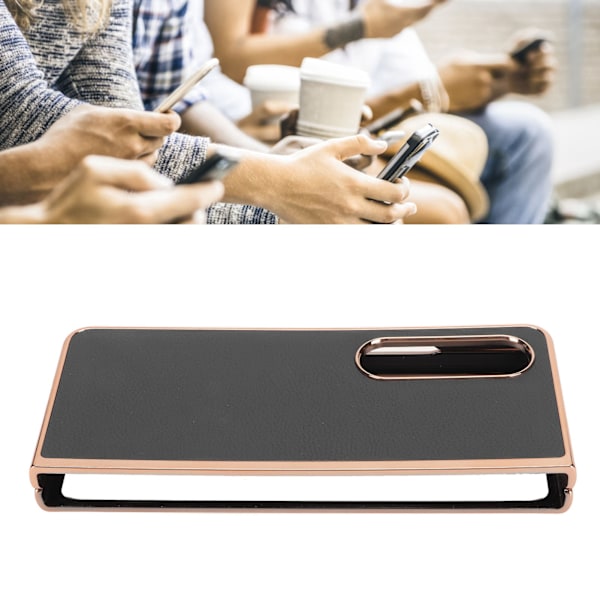 Fodral för Samsung Galaxy Z Fold 4 Nano Plating Äkta läder Reptåligt Svart