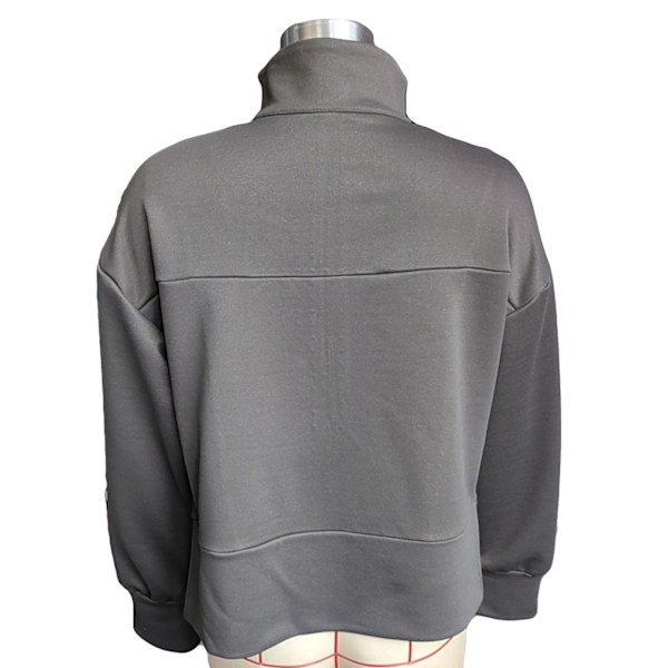 Ledig Långärmad Tröja Dam Trendig Ståkrage Dragkedja Sweatshirt för Shopping Dejting OD Grön M