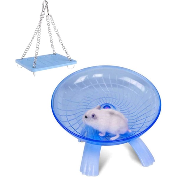 Hamsterhjul för smådjursträning, lätt att rengöra ultratyst flygande tefatshjul för gerbil råtta marsvin ekorre mus igelkott (2 ST)