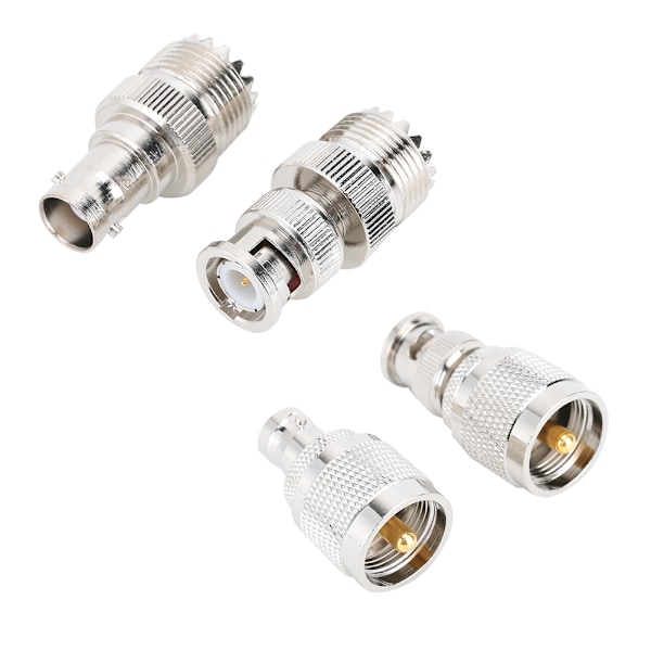 4 stk UHF til BNC nikkelbelagt kobberkontakt adapter 50 Ohm for antenne radio WiFi trådløst LAN