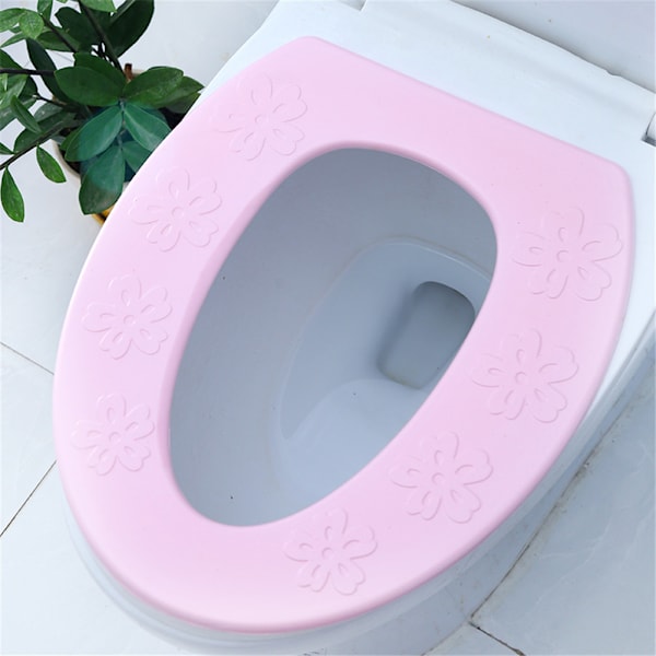 Vedenpitävä EVA-wc-istuimen pehmuste, uudelleenkäytettävä lämmin pehmeä tyyny, kylpyhuoneen tarvikkeet (kukka, vaaleanpunainen)