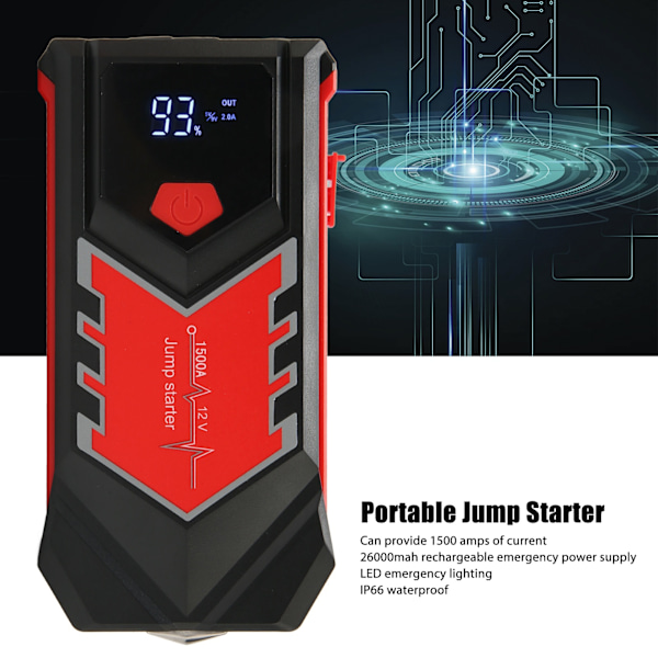 Bilstart 3000A 59800mah USB Snabbladdning Bil Hoppstartare med LCD-display Kompass LED-ljus Typ C-port