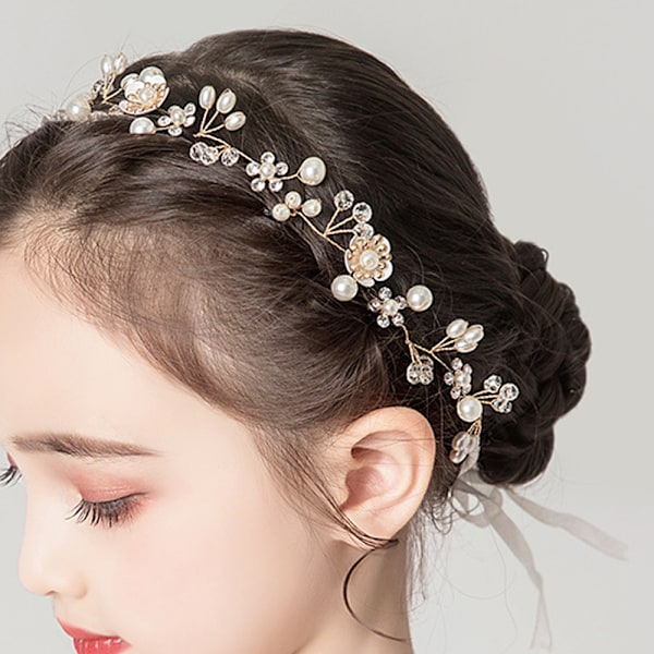 Bröllopstillbehör med blommor, elfenbensfärgade band för brudhårband Bröllopshuvudsmycken Smycken för speciella tillfällen