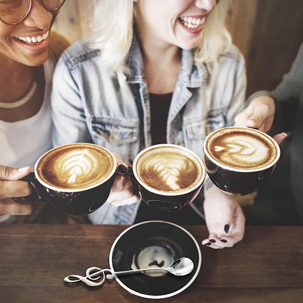 Musiknot Tesked för Espresso, 304 Rostfritt Stål Slitstark Ergonomisk Design, Silverfärgad Kreativ Bestick Idealisk Som Gåvor Eller Daglig Användning I