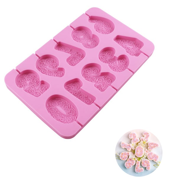 0-9 Numbers Birthday Digital Mold Flower Mold Number Shaped Silicone Cake Mold Chocolate Mold Birthday Cake Tools