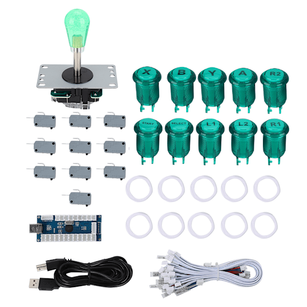 822B Enkel DIY Arcade Joystick Tillbehörssats för Arcade / Fighting Hemspel USB Set i Amerikansk Stil (Grön)