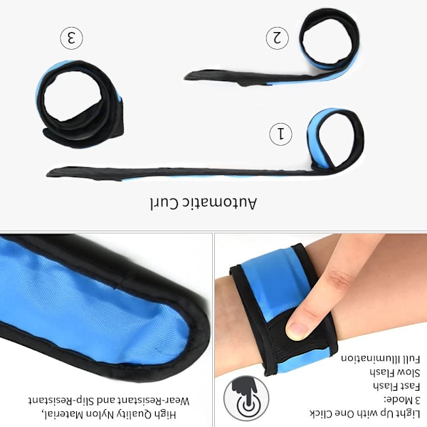 Fyra Blinkande Lägen, LED Glow Slap Armband För Utomhussporter, Hög Synlighet Säkerhetsutrustning, Lättanvända Justerbara Band, 360 Graders Ultra-Hög