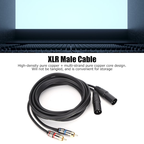 JORINDO Mikrofonikaapeli, Kaksi XLR-urosliitäntää Kaksi RCA-liitäntää -sovitin HiFi-stereojärjestelmille, kotiteatterijärjestelmille, 3 m, JD6053-1