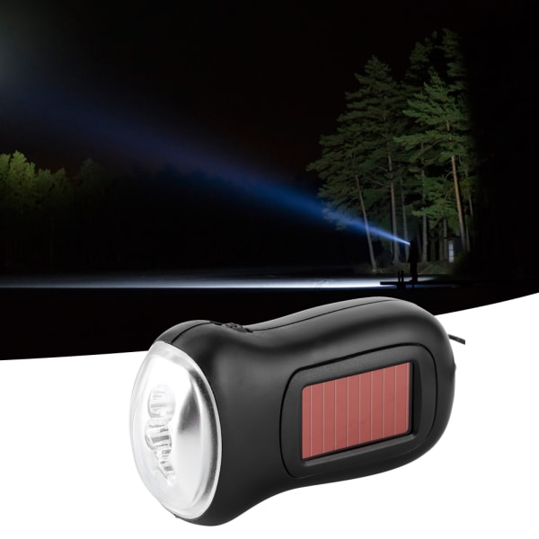 Hand Crank Solar Powered Rechargeable Flashlight LED Emergency D