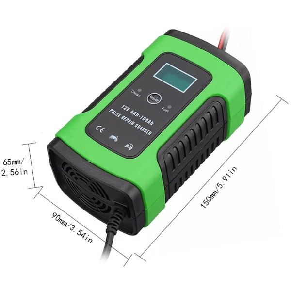 Effektiv Batteriladdare Underhållare, 12V 6Amp för Bred Användning, med Flera Skydd och Lättanvänd LCD-Display, Komplett med Intelligent