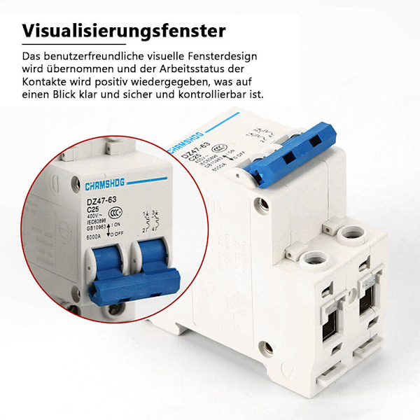 Slitstark Mini DC-brytare, Brett Användningsområde med Termisk Magnetisk Utlösning för Laddstolpar för Ny Energi, Dubbel Anslutning För