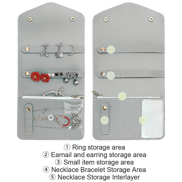 Rejse smykker arrangør foldbar smykker rulle til rejse-ringe, halskæder, øreringe, armbånd, mini