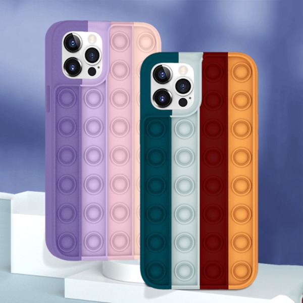 Bubble Sensorisk Fidget Leksak Mobilskal, 3D Mjuk Silikon Regnbågsfärg Simple Dimple Stress Relief Mobilskal för iPhone 11 till 12 Pro Max (Blandad Färg) for iPhone XR