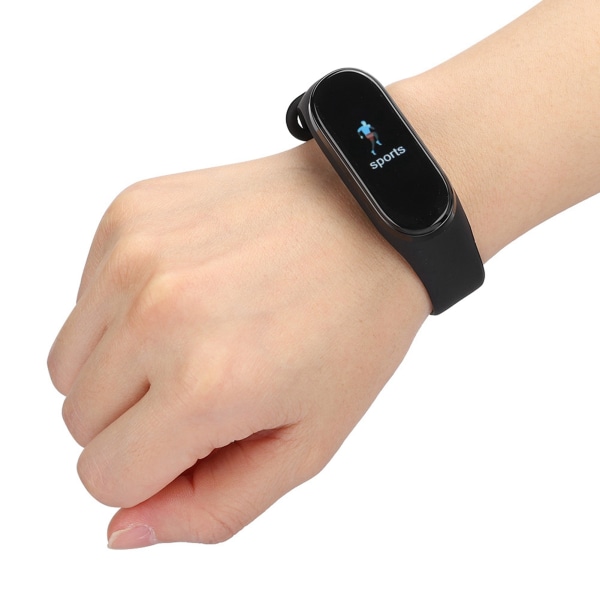 M5 Vandtæt Smart Armbånd Touch Screen Skridttælling Sports Band Ur Sort