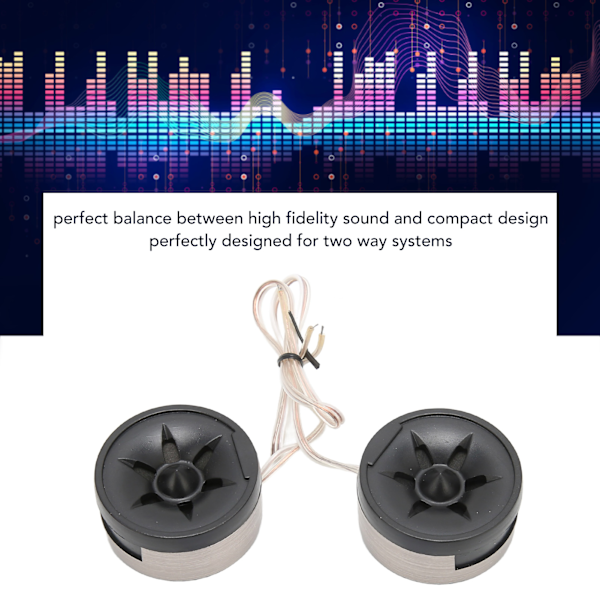 2 stk. 350W Mini Dome Tweeter Rund Højttaler Stick On Sort Universal Bil Audio System