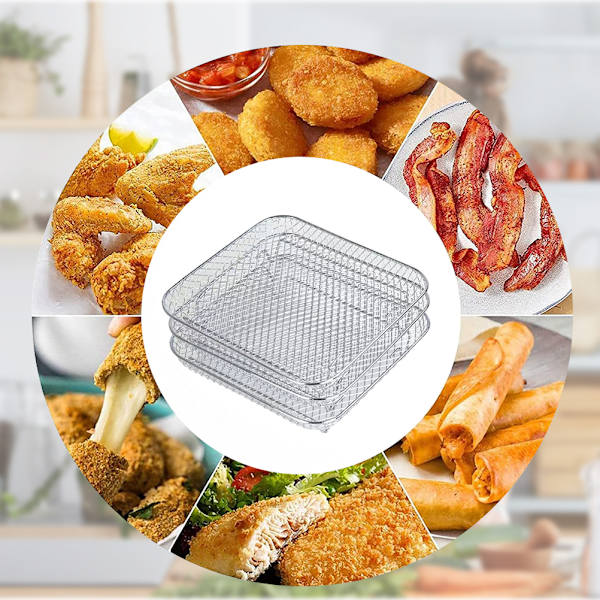 Airfryer-stativ kompatibel med Ninja Foodi 8L rustfrit stål stabelbar dehydratorstativ Airfryer-tilbehør
