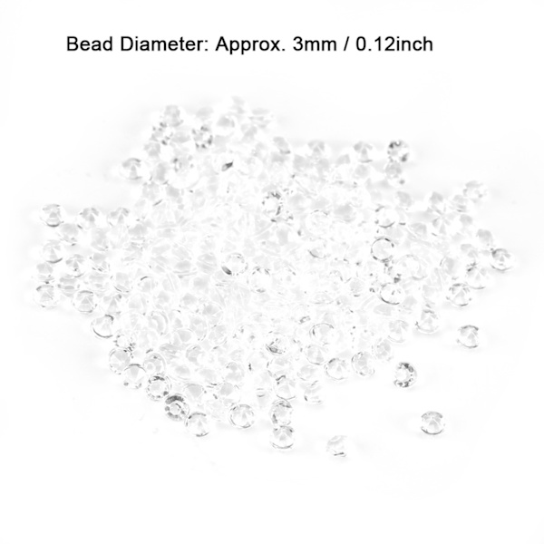 1000 stk/pose 3 mm akrylperler vasefyller bryllupsfestdekor DIY-tilbehør gjennomsiktig