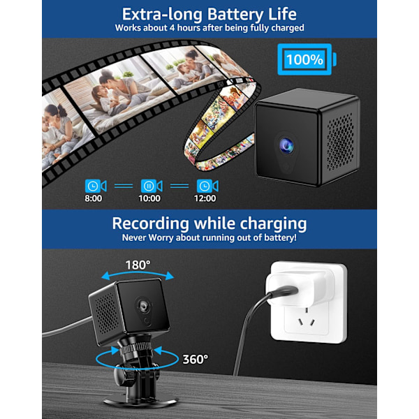 4K Ultra HD Säkerhetskamera, Innovativ lågenergiteknik säkerställer längre batteritid, Smart rörelsedetektering för pålitliga varningar, Realtid