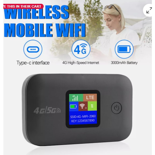 Bärbar 4G Lte Mobilt Hotspot, Stöder 10 Användare, Bred Kompatibilitet För Flera Enheter, Höghastighetsinternet Med SIM-kortplats