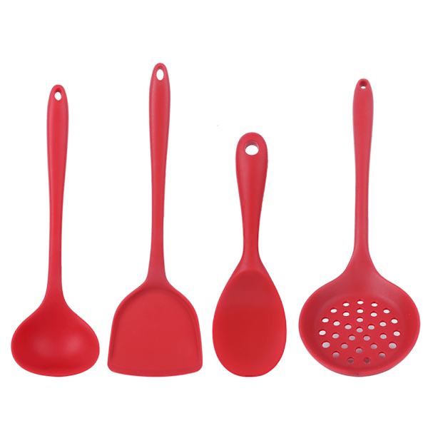 4Pcs Set Silicone Spoon Spatula Set Non-Stick Baking Cooking Tools Kitchen Accessories